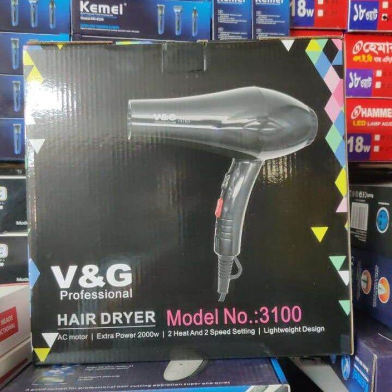 Picture of V&G Professional Hair Dryer- 3100 and 3200 HOT AND COLD WITH NORMAL AIR Black