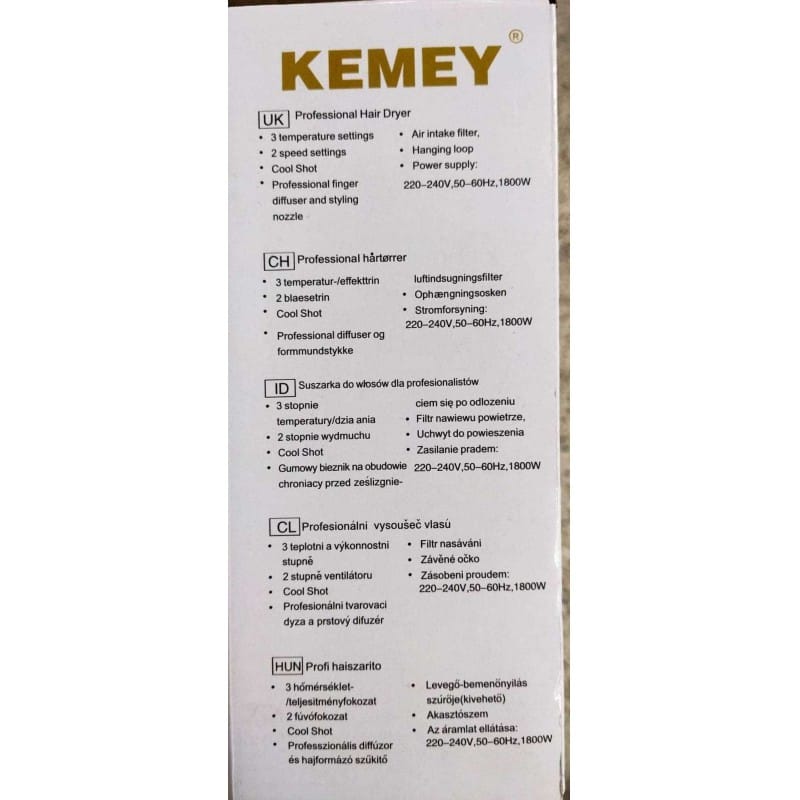 Picture of Kemei KM-3365   Professional Hair Dryer Hot and Cool Medium size heavy duty Purple