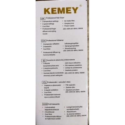 Picture of Kemei KM-3365   Professional Hair Dryer Hot and Cool Medium size heavy duty Purple