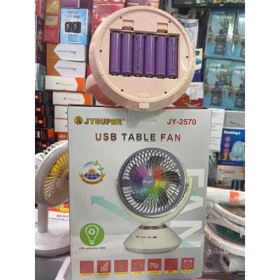 Picture of Jy Super JY-2570 Professional 6 Battery Rechargeable Portable Table Fan Multicolor
