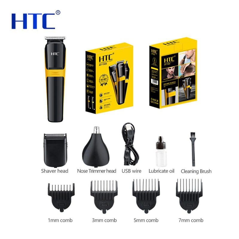 Picture of HTC AT-1322 Professional Clipper Trimmer Shaver 3 in 1 mens grooming care kit Rechargeable hair clipper - Trimmer Black