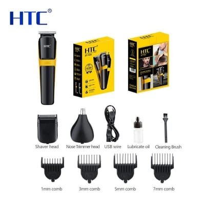 Picture of HTC AT-1322 Professional Clipper Trimmer Shaver 3 in 1 mens grooming care kit Rechargeable hair clipper - Trimmer Black