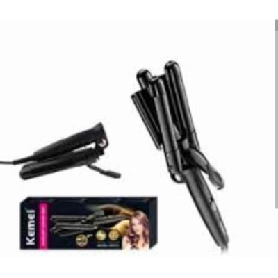 Picture of Kemei KM-W337Z Cake Curlers Three Major Water Ripple Tube Hair Curler Electric Coil Rod To Beautify Hair Does Not Hurt To Send Black