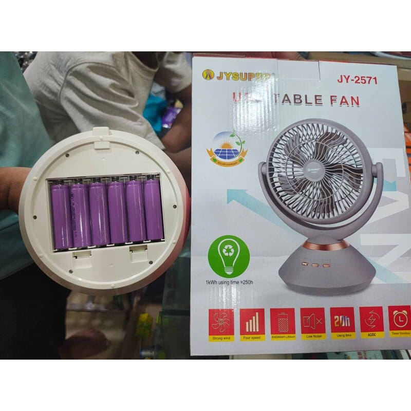 Picture of Jy Super JY-2571 Professional 6 Battery Rechargeable Portable Table Fan Multicolor