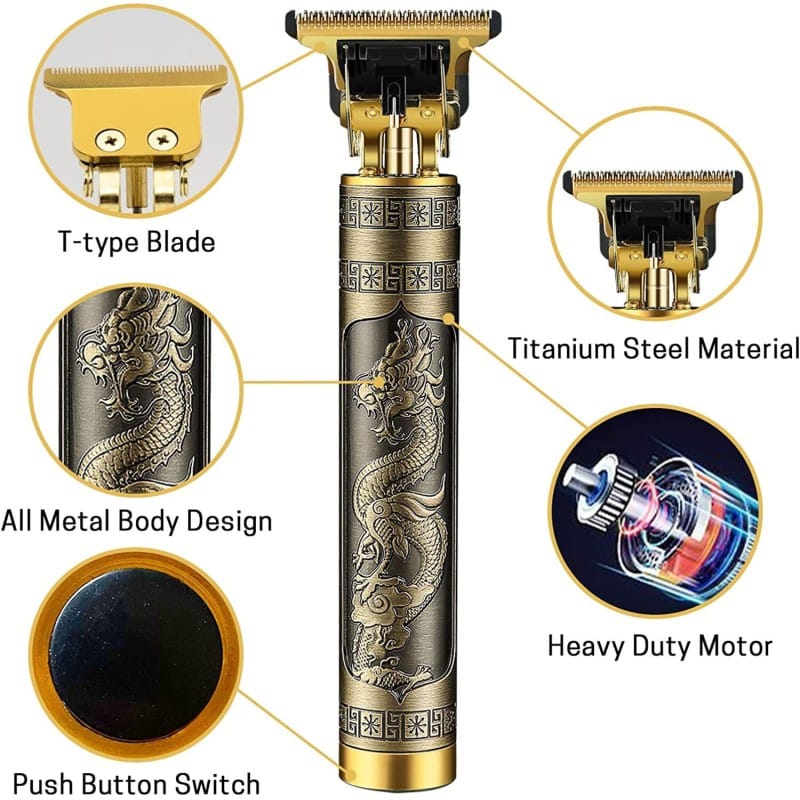 Picture of Vintage T9 Hair Cutting Machine Hair Trimmer Electric Hair Clippers Shaver Beard Trimmer Men Hair Cutting T Style Machine Rechargeable Hair Trimmer - Trimmer Gold