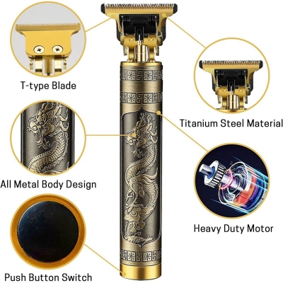 Picture of Vintage T9 Hair Cutting Machine Hair Trimmer Electric Hair Clippers Shaver Beard Trimmer Men Hair Cutting T Style Machine Rechargeable Hair Trimmer - Trimmer Gold