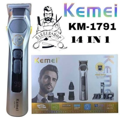 Picture of Kemei KM-1791 1200mAh 7800RPM Super Powerful New Hair Care Appliance Led Light Functions Hair Trimmer Nose Hair Remover Kit IPX6 (14-in-1) 