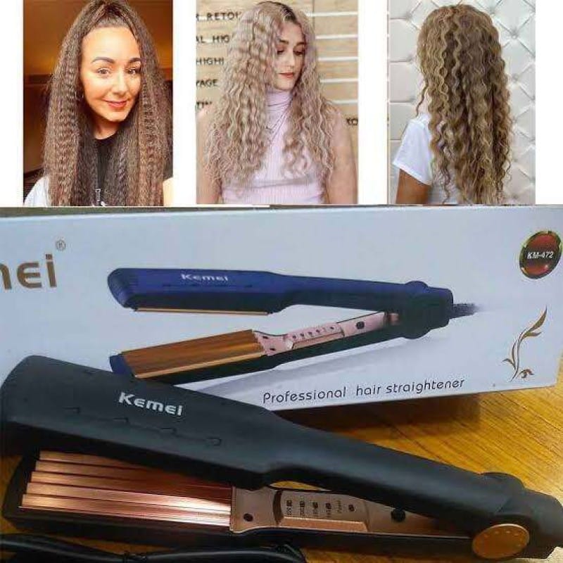 Picture of Kemei Km-472 Professional Hair Crimper Wide Plate Instant Heating Black