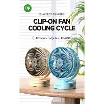 Picture of 2024 DP Outdoor Camping Fan Portable Fan Clip USB Rechargeable 18650 Lithium Table Desk Fan With Led Light Multicolor