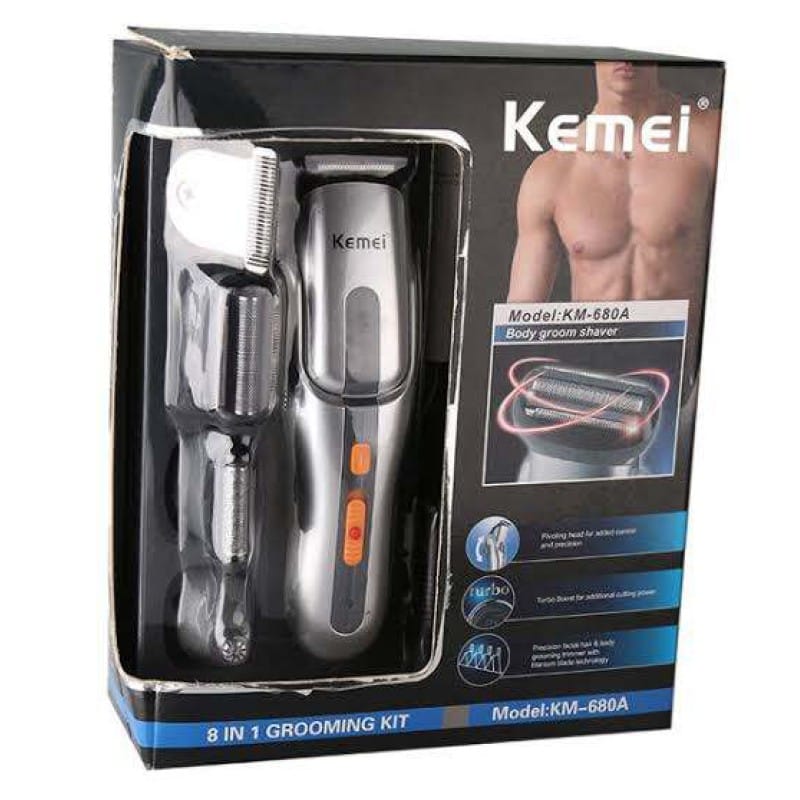 Picture of Kemei Km-680A - 8 In 1 Grooming Kit Shaver And Trimmer For Men - Silver