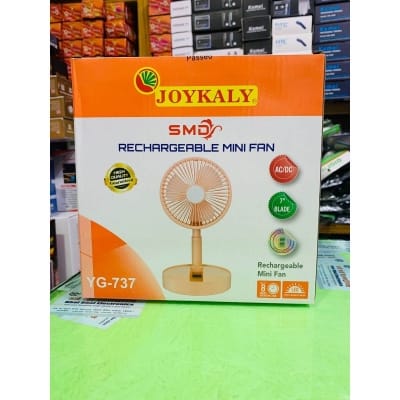 Picture of JOYKALY YG-737 Rechargeable Lithium Battery Strong Wind Foldable & Movable Table Fan With Light Multicolor