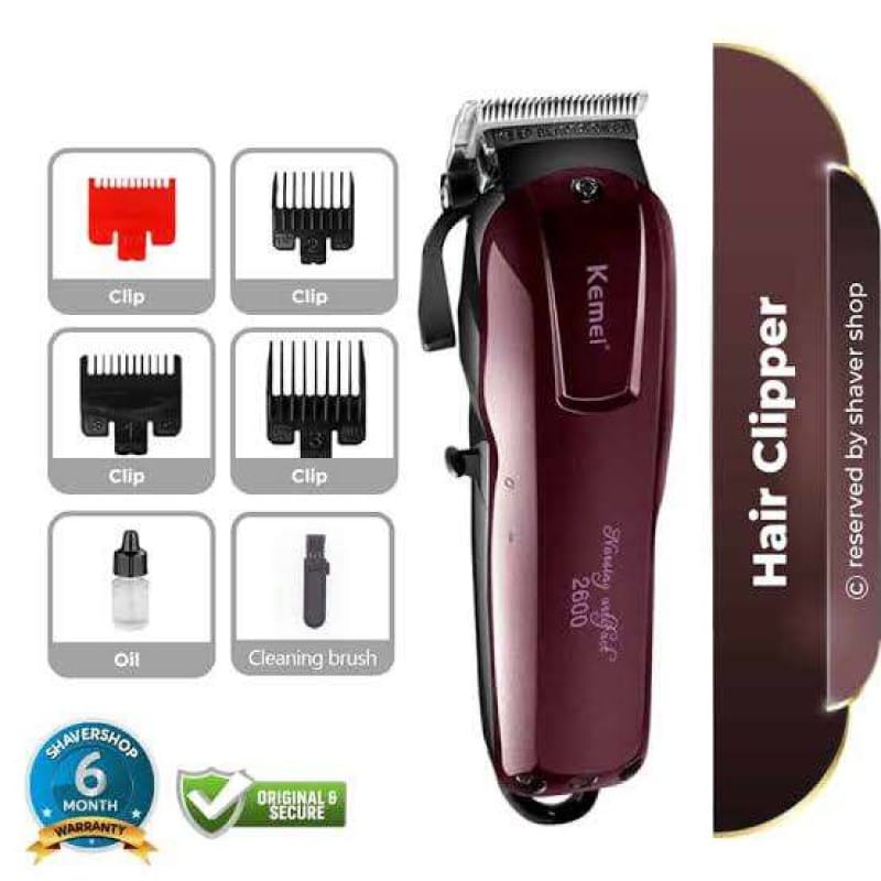 Picture of Kemei KM-2600 Professional Cord Cordless Hair Clipper Beard Trimmer for Men Red