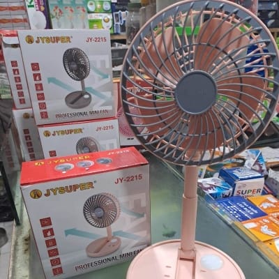Picture of JYSUPER JY-2215 High-Quality Foldable Portable Mini Desk Fan with Rechargeable Battery, 180 Degree Rotation, USB Charging, Quiet Operation 