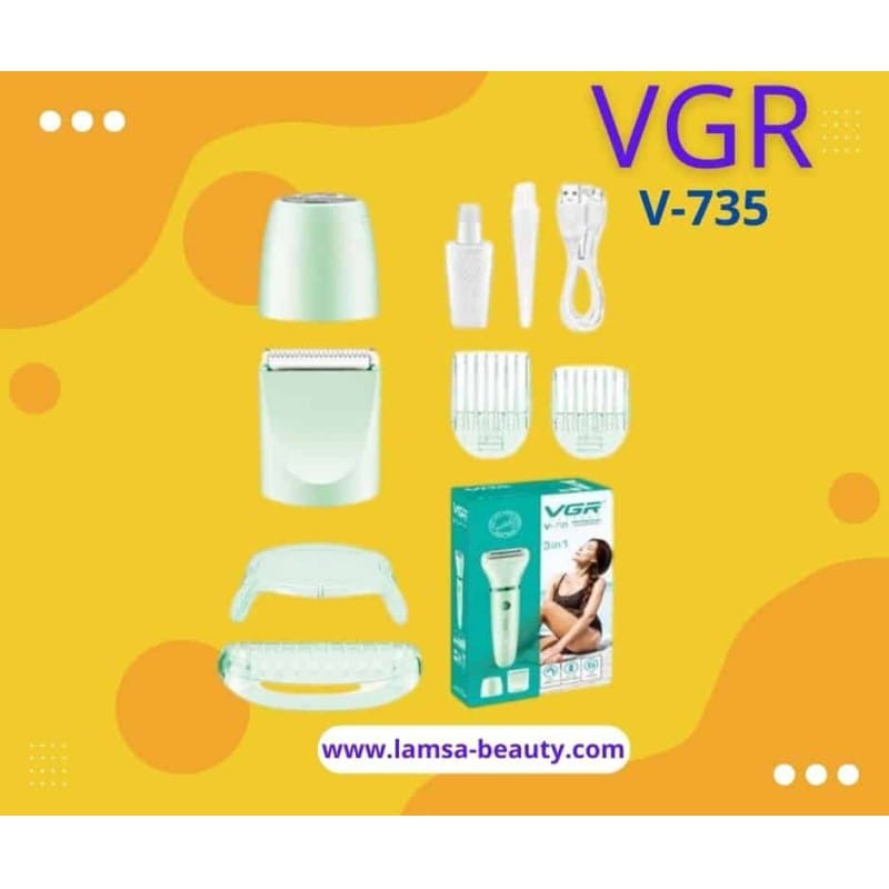 Picture of VGR V-735 Professional 3-in-1 Lady Shaver Set | Waterproof Cordless Trimmer for Women (Green/Pink) Multicolor
