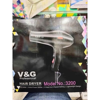 Picture of V&G Professional Hair Dryer- 3100 and 3200 HOT AND COLD WITH NORMAL AIR Black