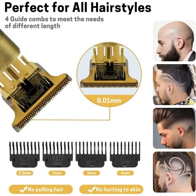 Picture of Vintage T9 Hair Cutting Machine Hair Trimmer Electric Hair Clippers Shaver Beard Trimmer Men Hair Cutting T Style Machine Rechargeable Hair Trimmer - Trimmer Gold