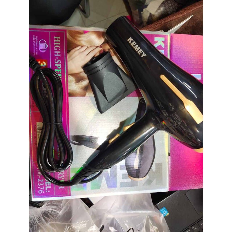 Picture of Kemey-KM-2376- 1000W ( 2 in ! ) Powerful-Professional-Heavy-Duty-Hair-Dryer-for-Unisex - Black 