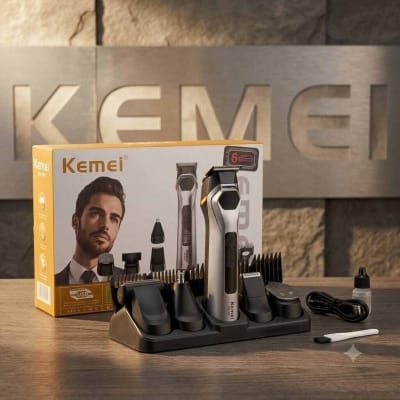 Picture of Kemei KM-1791 1200mAh 7800RPM Super Powerful New Hair Care Appliance Led Light Functions Hair Trimmer Nose Hair Remover Kit IPX6 (14-in-1) 