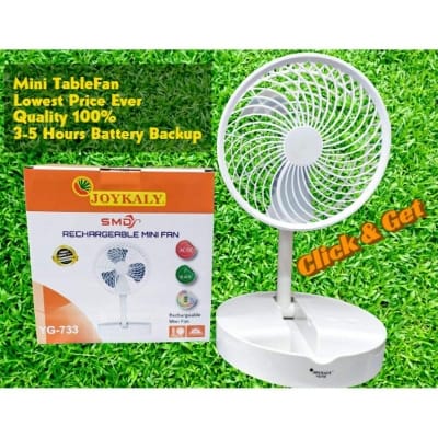 Picture of JOYKALY YG-737 AC/DC Rechargeable Lithium Battery Foldable & Movable Table Fan With Light Multicolor