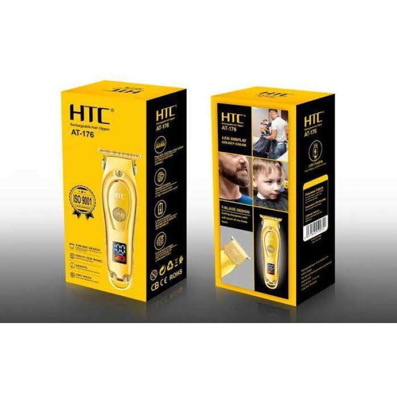 Picture of HTC AT-176 Fully Golden Metal Body Rechargeable Hair Clipper 