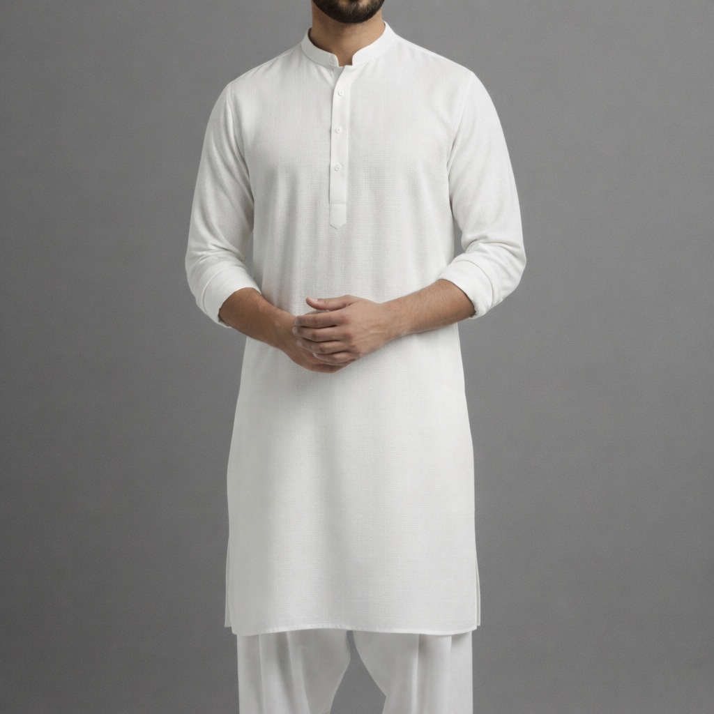 Picture of Solid Punjabi Combo - White - 10 Pcs