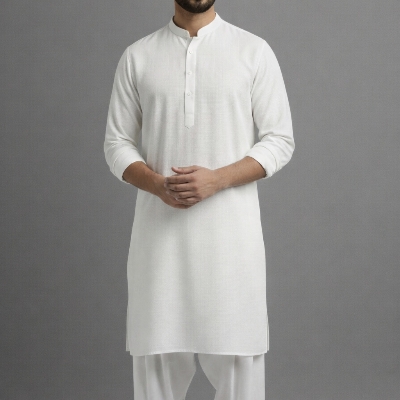 Picture of Solid Punjabi Combo - White - 10 Pcs