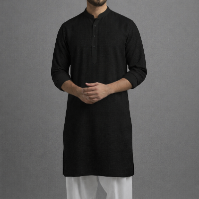 Picture of Solid Punjabi Combo - Black - 10 Pcs