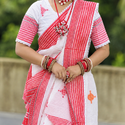 Picture of Special Puja Collection: Viral Gamcha-Print Saree