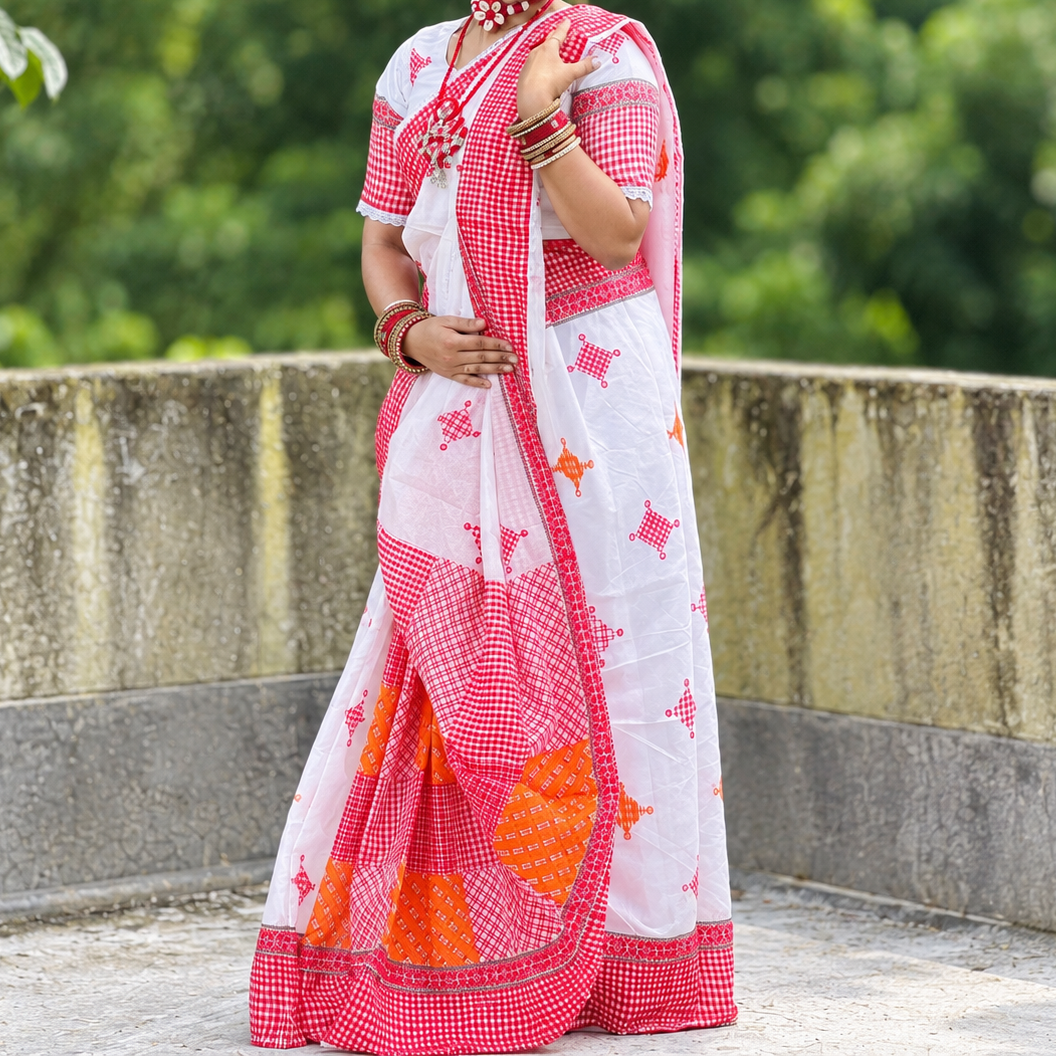 Picture of Special Puja Collection: Viral Gamcha-Print Saree