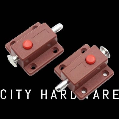 Picture of 2 Pics Automatic Spring Loaded Cabinet Door Bolt Lock Push Button-Multicolor