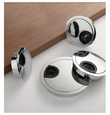 Picture of 60mm Stainless Steel Round Table Wire Hole Covers Outlet Port Computer PC Desk Cable Grommet Line Holder- 1pics-Silver