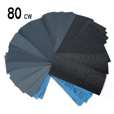 Picture of Applied Wet Dry Sandpaper 80 Grit Abrasive Waterproof Sanding Sander Paper Sheets 2 pis-Black