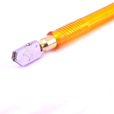 Picture of Glass Cutter#Diamond Antislip Metal Handle Steel Blade Oil Feed Glass Cutter Cutting Tools-Gold
