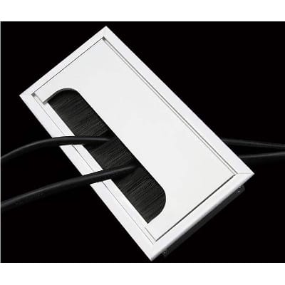 Picture of 1pics 3by 6in Aluminum Alloy Rectangular Desk Cable Grommets Wire Hole Cover Cable Outlet Port Surface Table Cable Hole Furniture Hardware-Silver