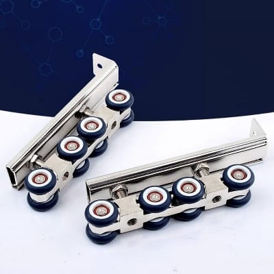 Picture of 2pcs/set Sliding Door Roller 8 Wheels Home Room Wood Door Hanging Wheels Rail Track Pulley-Blue