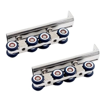 Picture of 2pcs/set Sliding Door Roller 8 Wheels Home Room Wood Door Hanging Wheels Rail Track Pulley-Blue