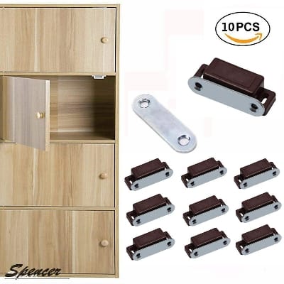 Picture of 10pcs Magnetic Catch Lock (thin body) Cabinet Door Magnet Wood Magnet-Brown