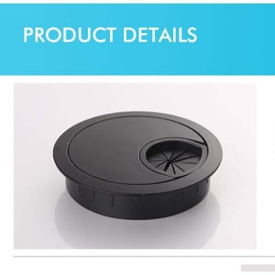 Picture of Zinc alloy conference office table desktop computer desk hole cabinet round cable-Black