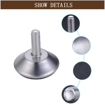 Picture of Pcs Steel Furniture Legs Table Cabinet Shelf Leg Pad Rubber Anti-slip Base Adjustable DIY Leveling Feet 13mm 18mm 27mm-Silver