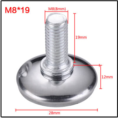 Picture of 4Pcs Metal Furniture Legs Anti-slip Base Coffee Table Cabinet Leg Pad M8 Adjustable Leveling Feet Leveler 15mm-25mm-Silver
