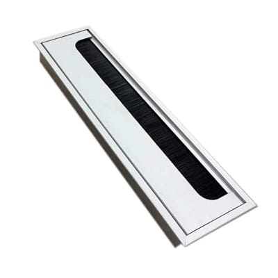 Picture of 1pics 3by 11 in Aluminum Alloy Rectangular Desk Cable Grommets Wire Hole Cover Cable Outlet Port Surface Table Cable Hole Furniture Hardware-Silver