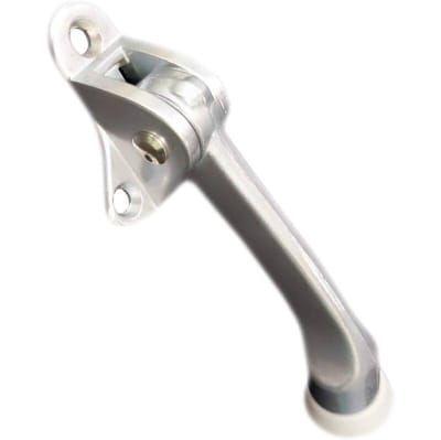 Picture of 1pics Kickdown Door Stopper Zinc Alloy Foot-Operated Lever Door Stops Non-Slip Rubber Adjustable Door Holder Hardware- Silver-Silver