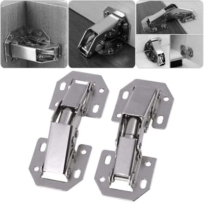 Picture of 4pcs/SET 3 Inch Bridge Shaped Spring Frog Hinge Cabinet Closet Door Hinges No Drilling Hole Furniture fittings Hardware hinge-Silver