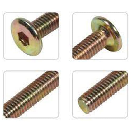 Picture of 45pics M6x50mm Furniture Bolt Nut Hex Socket Drive Screw Zinc Plated Bronze Tone-Gold