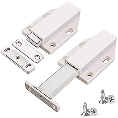 Picture of 1pcs Magnetic Push Latch Heavy Duty Push to Open Cabinet Hardware Magnetic Touch Latches for Large Door Push Release Latch Kitchen Drawer Push Catch Pop Out Latch-White