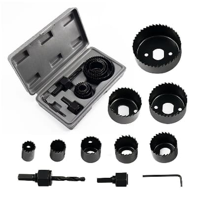 Picture of 11PCS HOLE SAW CUTTER SET Round/Circular Drill Cutting Case Kit Metal/Alloy/Wood-Black