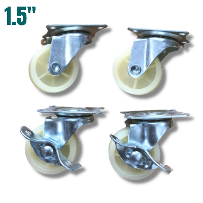 Picture of 1Set (4 Pcs) 1.5 Inch 2wheel lock and 2without lock Universal Swivel Caster Wheels For Furniture Rotating Wheel-Cream