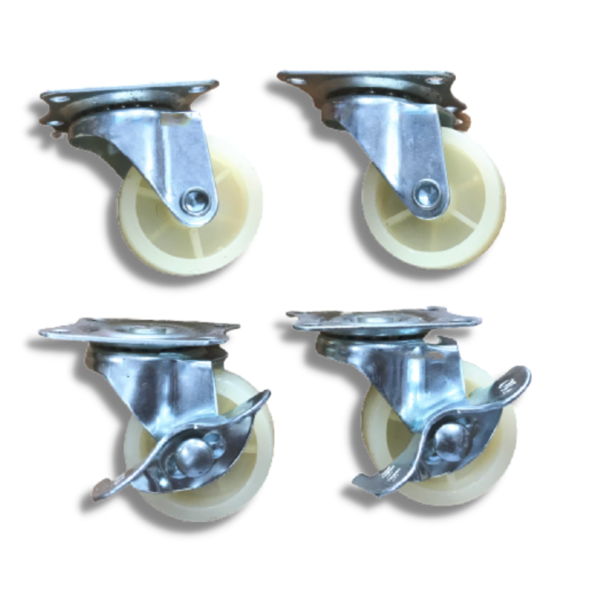 Picture of 1Set (4 Pcs) 1.5 Inch 2wheel lock and 2without lock Universal Swivel Caster Wheels For Furniture Rotating Wheel-Cream