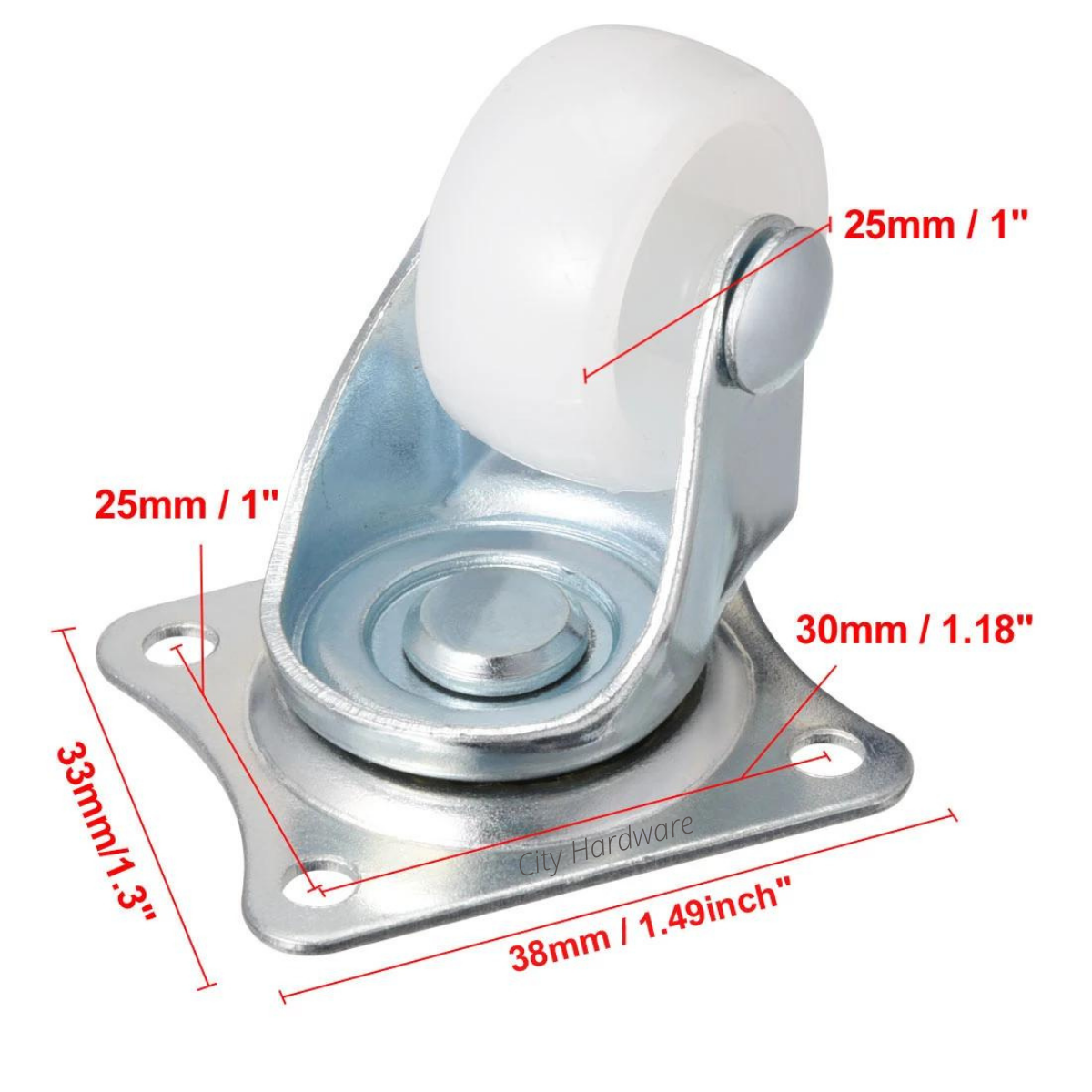 Picture of 4pics Nylon 1 Inch Caster Wheel 360 Degree Rotation Swivel Caster Wheel-Cream