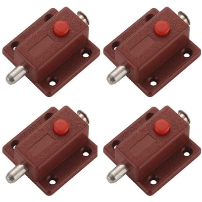 Picture of 4 pcs Automatic Spring Loaded Cabinet Door Bolt Lock Push Button-Red